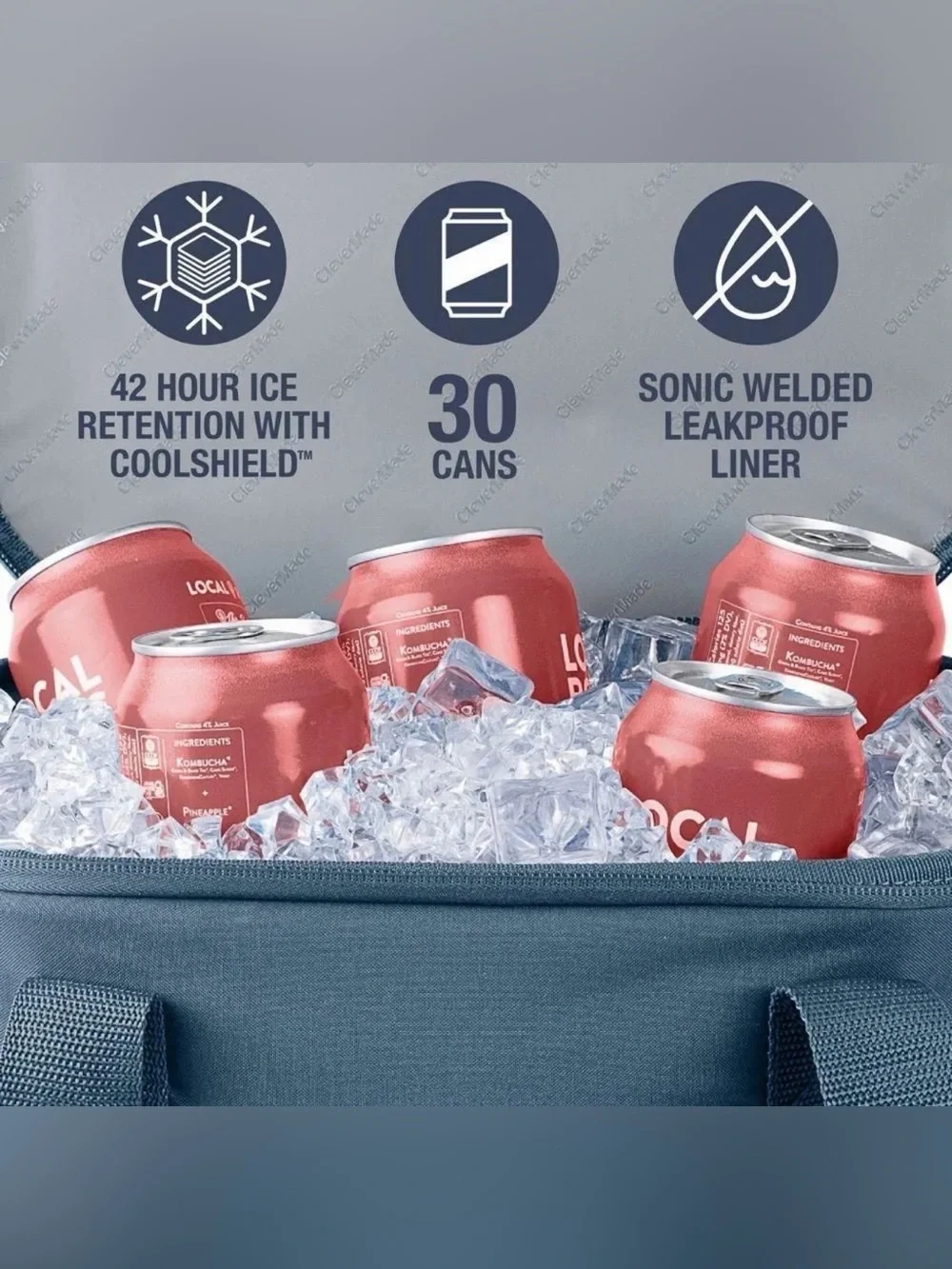 New CleverMade Collapsible Tahoe Cooler 30 Cans Soft Sided Cooler Ocean